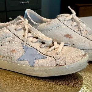 Golden Goose Shiny Leather Star White / Blue Fog sz 40